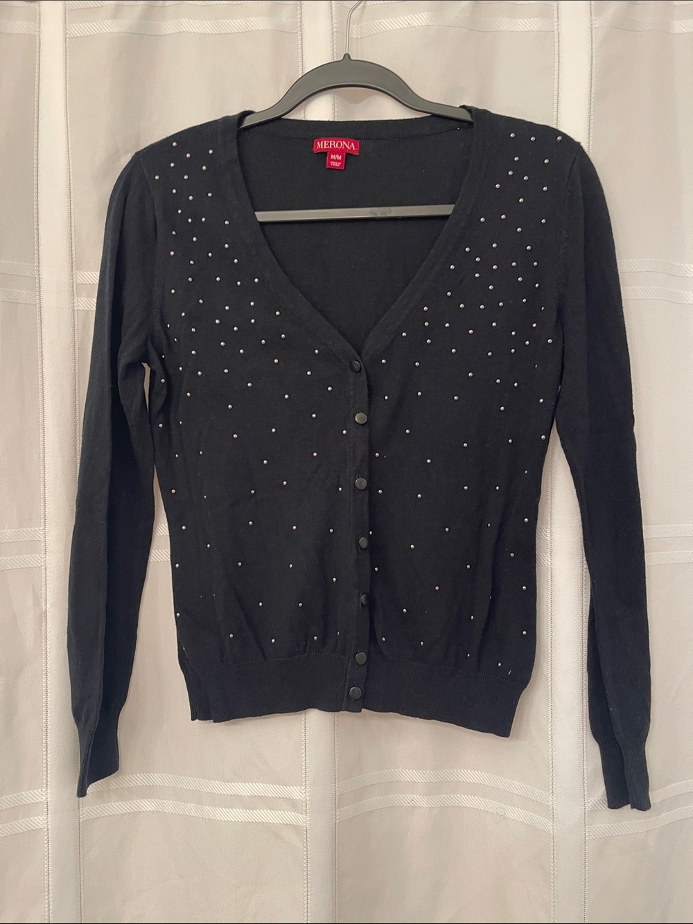 Merona Black V-Neck Studded Button-Front Cardigan